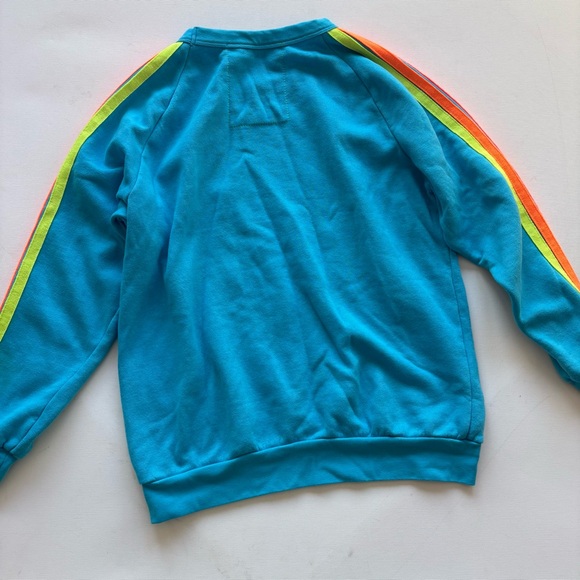 Aviator Nation Aqua Blue Bolt Stripe Crewneck Sweatshirt Size Large - Picture 4 of 4